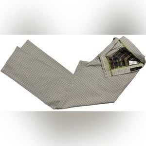 ETRO MEN’S SIZE 38”W 100% COTTON FLAT-FRONT PLAID TROUSER